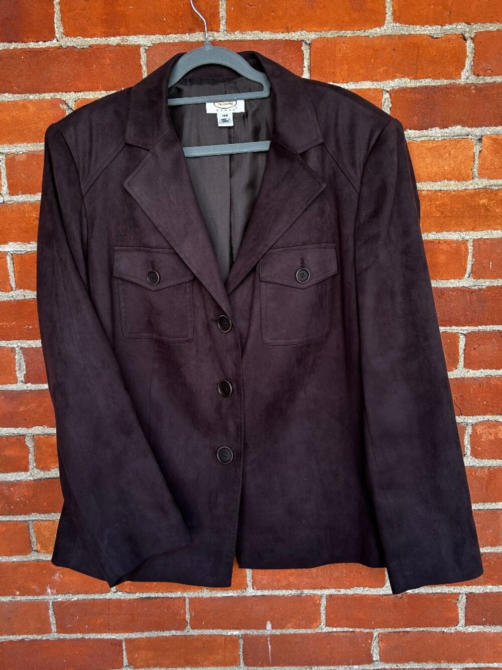 Talbots Woman Brown Faux Suede Blazer 14W